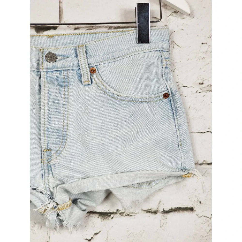 LEVI'S 501 Grunge Wash Button-Fly Cut Off Denim Shorts - Picture 3 of 10